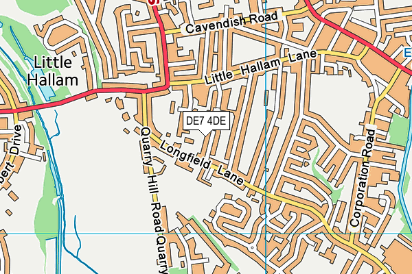 DE7 4DE map - OS VectorMap District (Ordnance Survey)