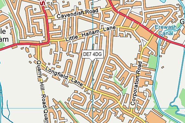 DE7 4DG map - OS VectorMap District (Ordnance Survey)
