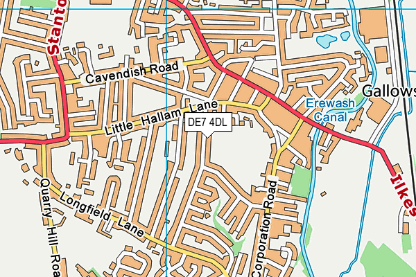 DE7 4DL map - OS VectorMap District (Ordnance Survey)