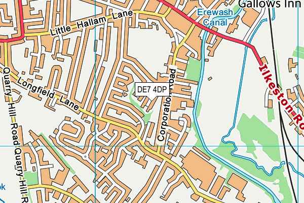 DE7 4DP map - OS VectorMap District (Ordnance Survey)