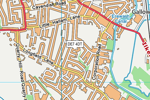DE7 4DT map - OS VectorMap District (Ordnance Survey)