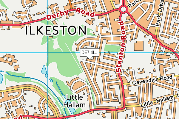 DE7 4LJ map - OS VectorMap District (Ordnance Survey)