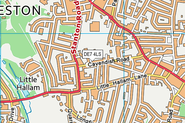 DE7 4LS map - OS VectorMap District (Ordnance Survey)