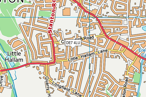 DE7 4LU map - OS VectorMap District (Ordnance Survey)