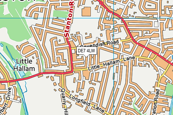 DE7 4LW map - OS VectorMap District (Ordnance Survey)