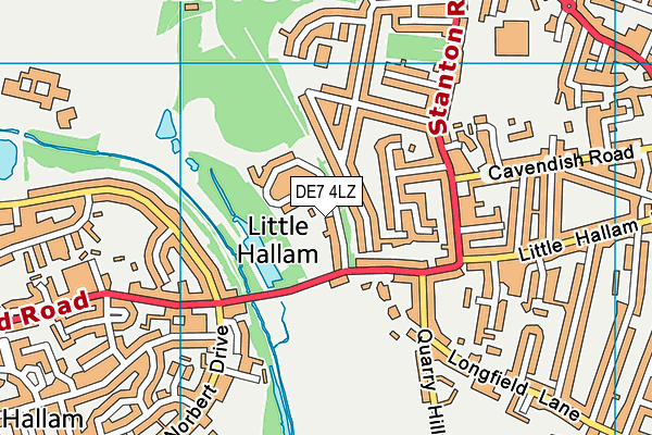 DE7 4LZ map - OS VectorMap District (Ordnance Survey)