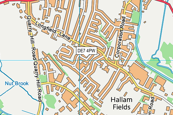 DE7 4PW map - OS VectorMap District (Ordnance Survey)