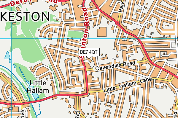 DE7 4QT map - OS VectorMap District (Ordnance Survey)