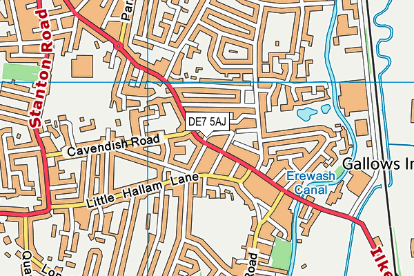 DE7 5AJ map - OS VectorMap District (Ordnance Survey)