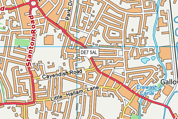 DE7 5AL map - OS VectorMap District (Ordnance Survey)