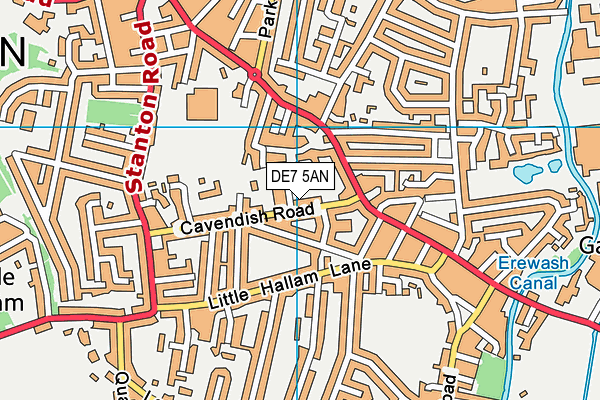 DE7 5AN map - OS VectorMap District (Ordnance Survey)