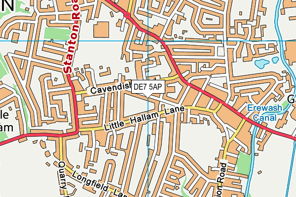 DE7 5AP map - OS VectorMap District (Ordnance Survey)