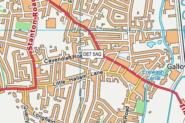 DE7 5AQ map - OS VectorMap District (Ordnance Survey)