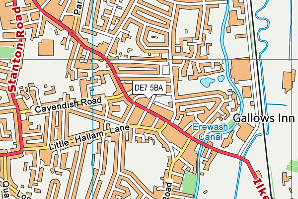 DE7 5BA map - OS VectorMap District (Ordnance Survey)