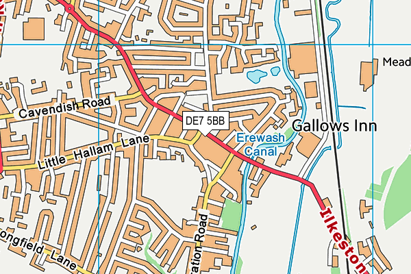 Gallows Inn Playing Fields map (DE7 5BB) - OS VectorMap District (Ordnance Survey)