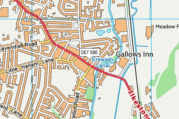 DE7 5BE map - OS VectorMap District (Ordnance Survey)