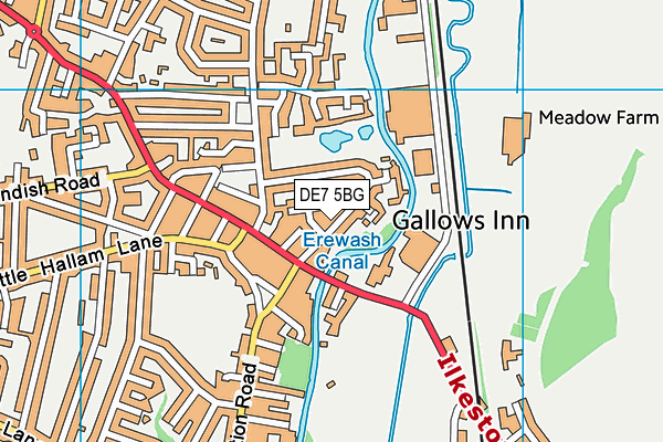 DE7 5BG map - OS VectorMap District (Ordnance Survey)