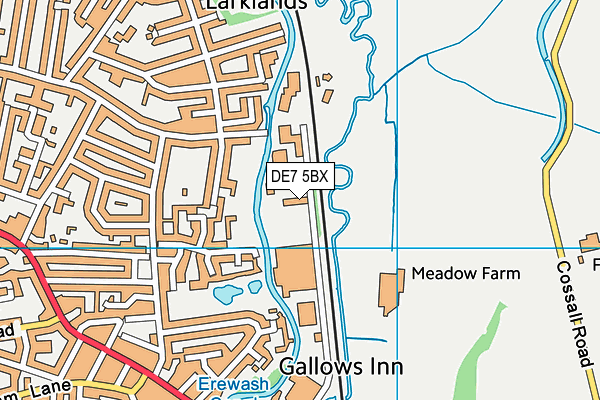 DE7 5BX map - OS VectorMap District (Ordnance Survey)