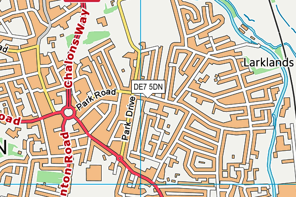 DE7 5DN map - OS VectorMap District (Ordnance Survey)