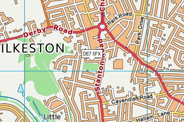 DE7 5FX map - OS VectorMap District (Ordnance Survey)