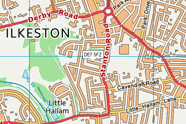 DE7 5FZ map - OS VectorMap District (Ordnance Survey)