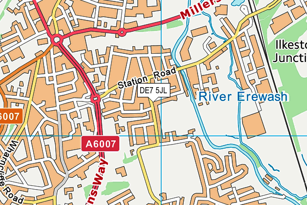 DE7 5JL map - OS VectorMap District (Ordnance Survey)