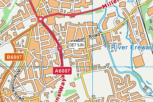 DE7 5JN map - OS VectorMap District (Ordnance Survey)