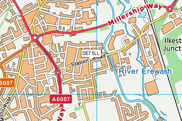 DE7 5LL map - OS VectorMap District (Ordnance Survey)