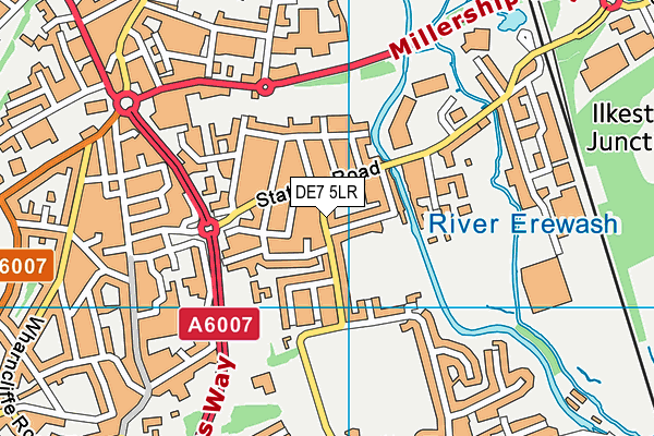 DE7 5LR map - OS VectorMap District (Ordnance Survey)