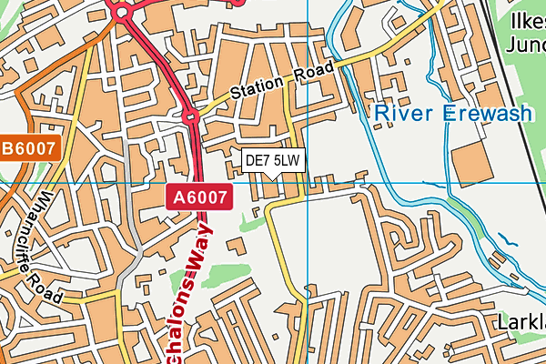 DE7 5LW map - OS VectorMap District (Ordnance Survey)