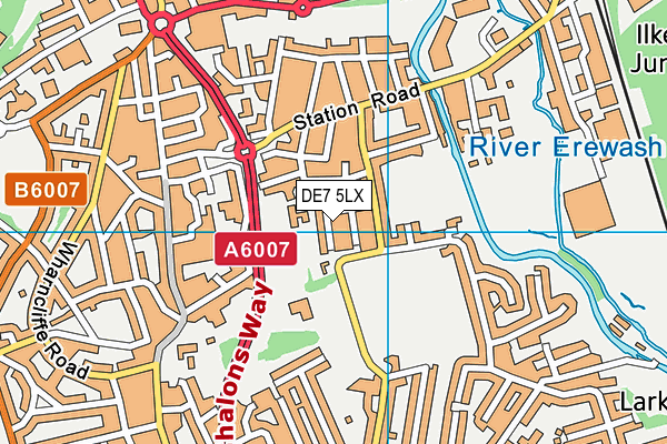 DE7 5LX map - OS VectorMap District (Ordnance Survey)