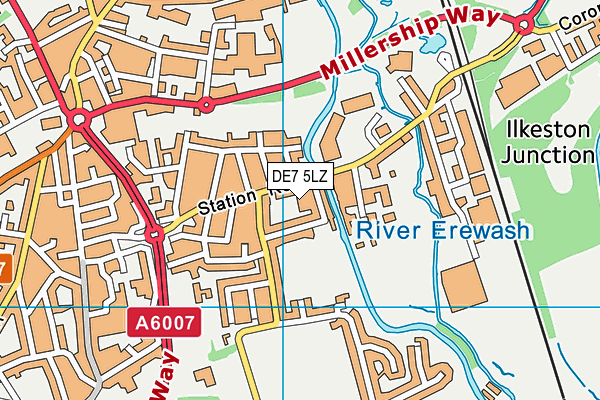 DE7 5LZ map - OS VectorMap District (Ordnance Survey)