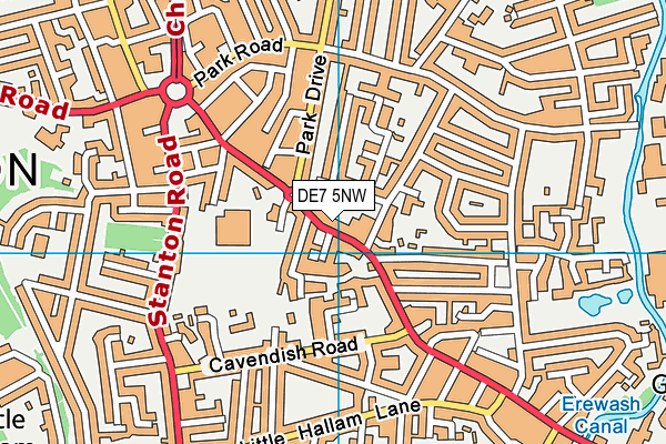 DE7 5NW map - OS VectorMap District (Ordnance Survey)