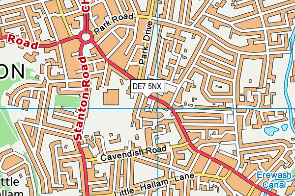 DE7 5NX map - OS VectorMap District (Ordnance Survey)