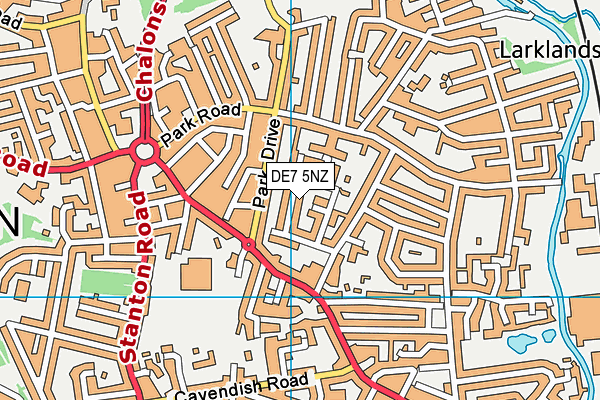 DE7 5NZ map - OS VectorMap District (Ordnance Survey)