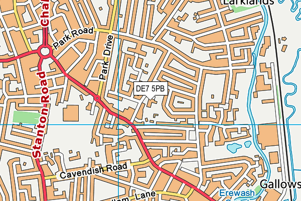 DE7 5PB map - OS VectorMap District (Ordnance Survey)
