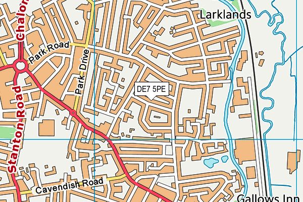 DE7 5PE map - OS VectorMap District (Ordnance Survey)