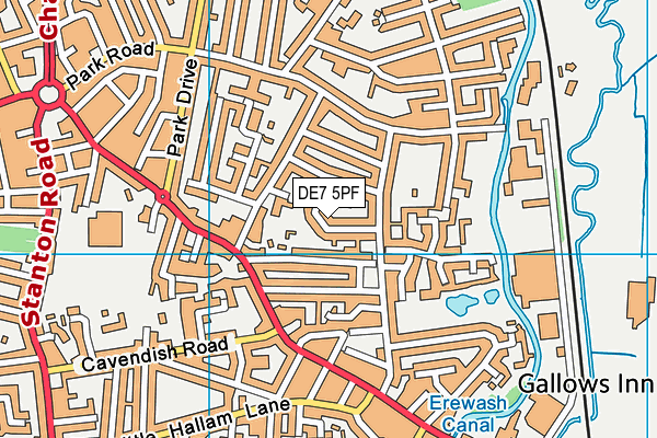 DE7 5PF map - OS VectorMap District (Ordnance Survey)