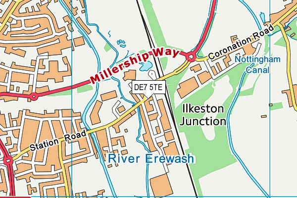 DE7 5TE map - OS VectorMap District (Ordnance Survey)