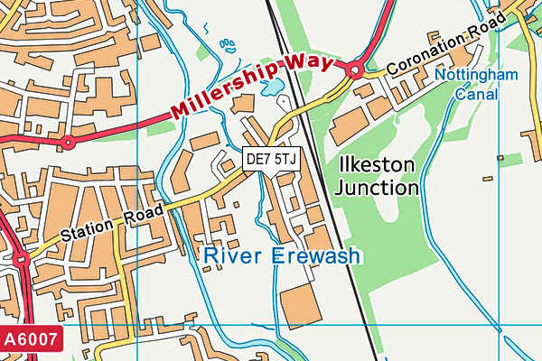 DE7 5TJ map - OS VectorMap District (Ordnance Survey)