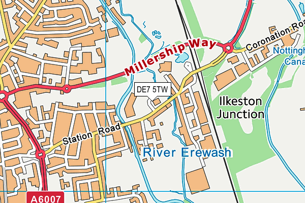 DE7 5TW map - OS VectorMap District (Ordnance Survey)