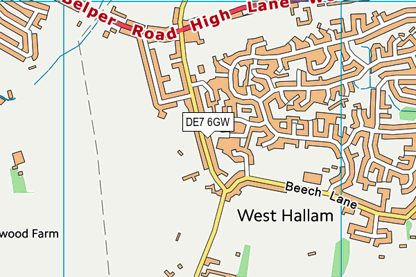 DE7 6GW map - OS VectorMap District (Ordnance Survey)