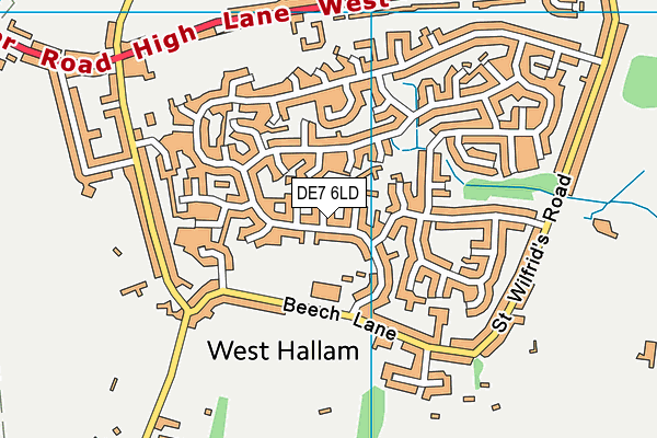 DE7 6LD map - OS VectorMap District (Ordnance Survey)