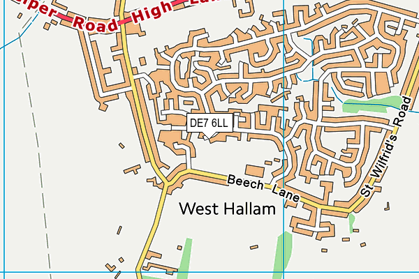 DE7 6LL map - OS VectorMap District (Ordnance Survey)