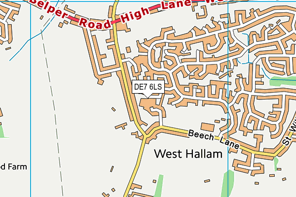 DE7 6LS map - OS VectorMap District (Ordnance Survey)