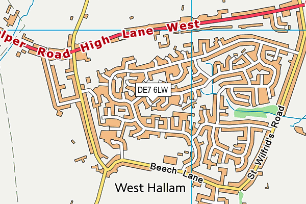 DE7 6LW map - OS VectorMap District (Ordnance Survey)