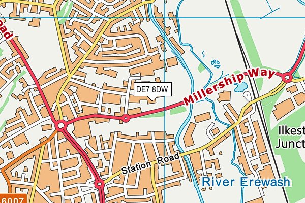 DE7 8DW map - OS VectorMap District (Ordnance Survey)