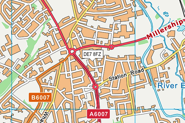 DE7 8FZ map - OS VectorMap District (Ordnance Survey)