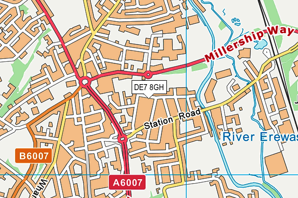 DE7 8GH map - OS VectorMap District (Ordnance Survey)