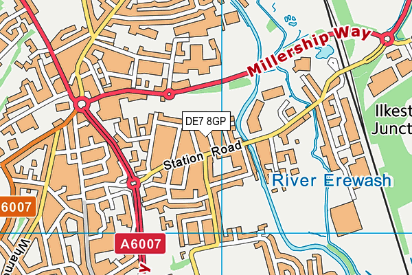 DE7 8GP map - OS VectorMap District (Ordnance Survey)